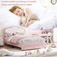 thumbnail image 4 of Full Upholstered LED Platform Bed Frame with Storage Drawer Velvet Princess Headboard No Box Spring Needed Pink, 4 of 7