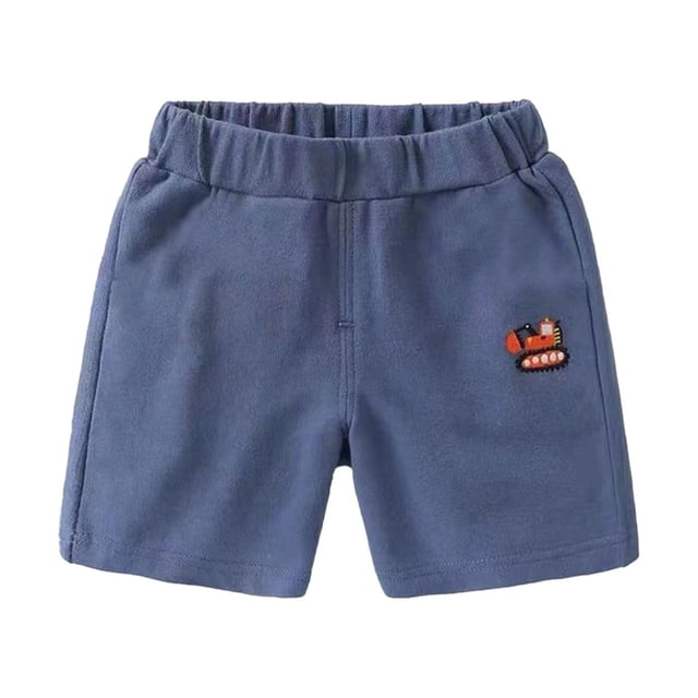 MIASHUI Shorts Décontractés pour Garçons, Été, à Enfiler, Unis avec Poches, Bleu, 4-5 Ans