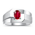 thumbnail image 1 of RYLOS Men's Rings 14K White Gold Ring Classic Solitaire 7X5MM Oval Shape Gemstone Designer Band Ruby July Birthstone Rings For Men Size 12, 1 of 7