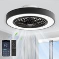 thumbnail image 1 of Zardon 20 “ Low Profile Ceiling Fan With Light and Remote Control , LED Bladeless ,6-speed,Enclosed Flush Mount for Living Room,black, 1 of 7