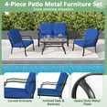 thumbnail image 4 of Costway Ensemble de Mobilier de Patio 2 Pcs Causeuse d'Extérieur Chaise Table Basse Siège Coussiné Bleu Marine, 4 of 7