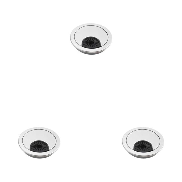 pitrice Cache-Trou de Bureau Imperméable Antirouille Réglable Câble de Table de Bureau Illet 50mm Argent 3Set