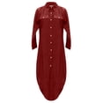thumbnail image 4 of CEHVOM Robe d'Été pour Femme, Couleur Unie, Décontractée, à Manches Longues, Col Rabattu, Robe Maxi Décontractée de Plage, Solde, 4 of 4