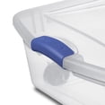 thumbnail image 2 of Sterilite 47 Liter Wheeled Latch Box, Small Clear Plastic Storage Bin with Lid, Blue Latch, 2 of 5