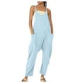 thumbnail image 1 of TrendOFT Womens Casual Summer Jumpsuit Fashion Yoga Square Neck Spaghetti Strap Rib Sleeveless Solid Athletic Womens Rompers One Piece Overalls Blue L, 1 of 7