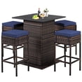 thumbnail image 2 of Costway 5PCS Patio Rattan Bar Table Stool Set Hidden Storage Shelf Cushioned, 2 of 10