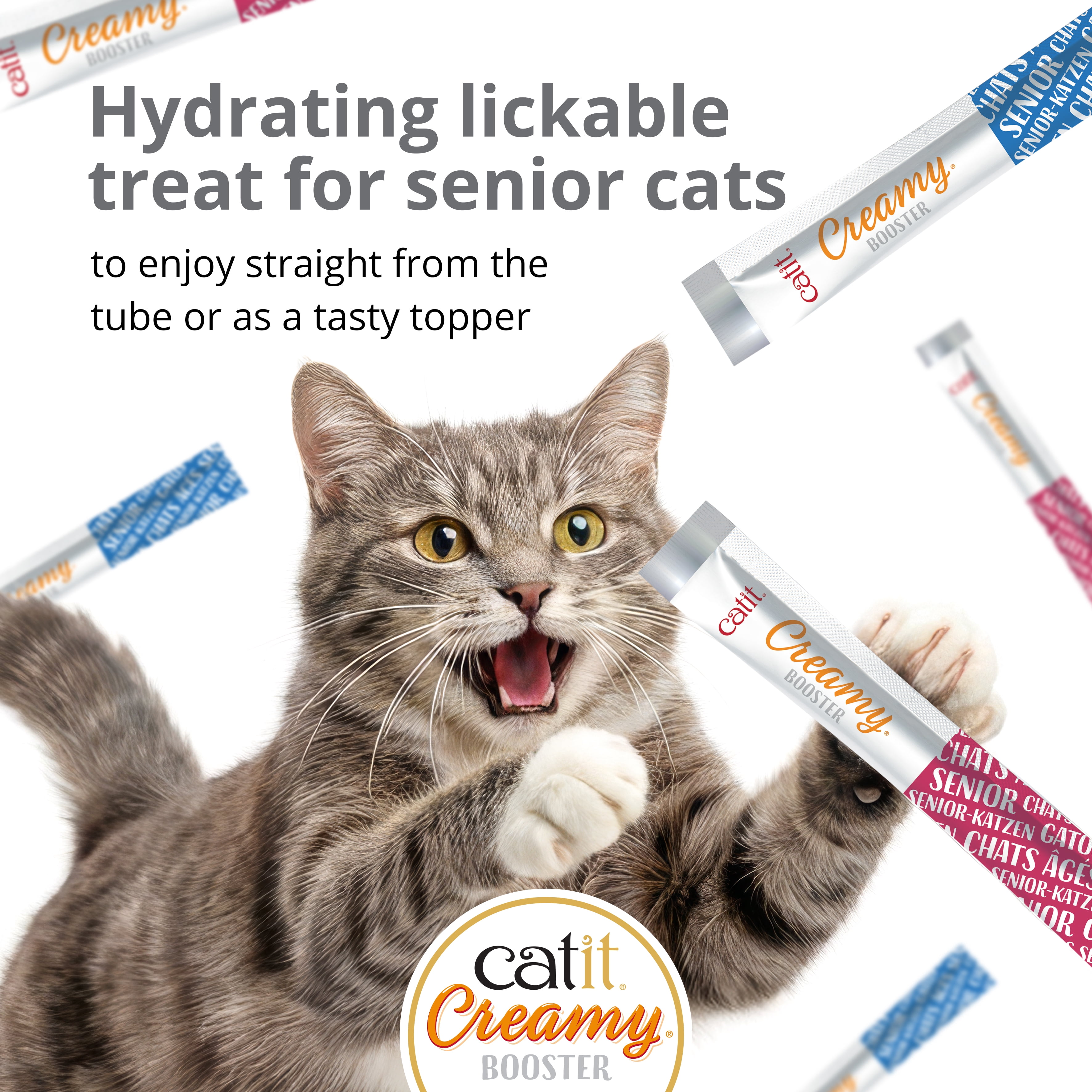 Gâteries Catit Creamy Booster pour chats âgés, 5 x 15 G