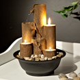 thumbnail image 1 of Alpine Tiered Column Tabletop Fountain w/ 3 Candles, 11 Inch Tall, 1 of 11