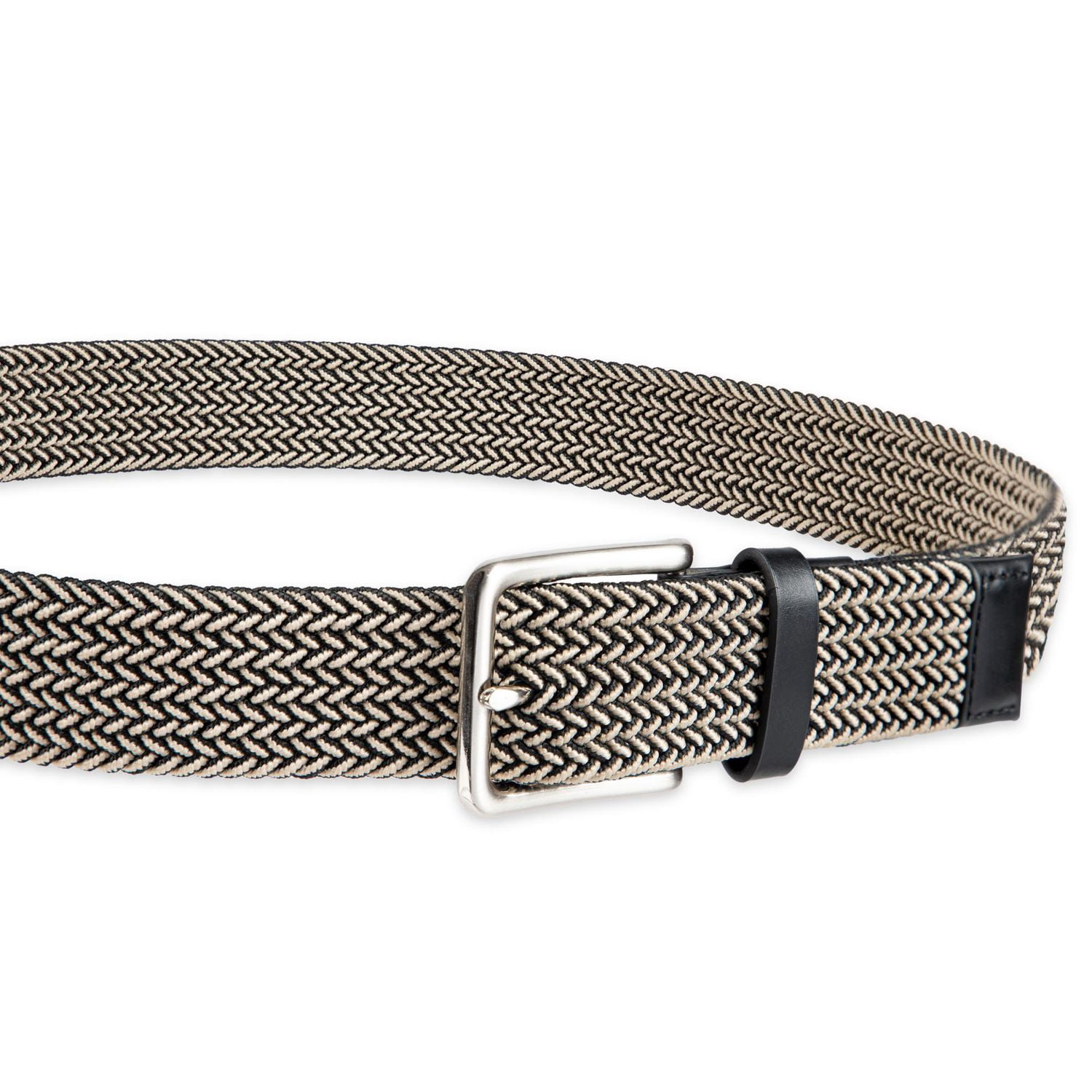 Tailored Flex by Haggar Men's 35mm Stretch Fabric Braid w/ Faux Leather Trim Belt