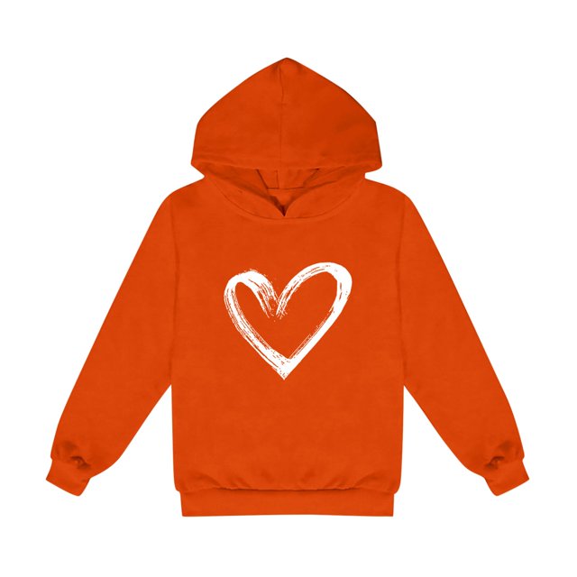 2025 1-14 Ans Garçons et Filles Sweat à Capuche Manches Longues T-Shirt Imprimé Sweat à Capuche Orange