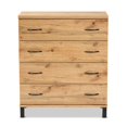 thumbnail image 3 of Baxton Studio Maison Wotan Oak Brown Finished Wood 4-Drawer Storage Chest, 3 of 8