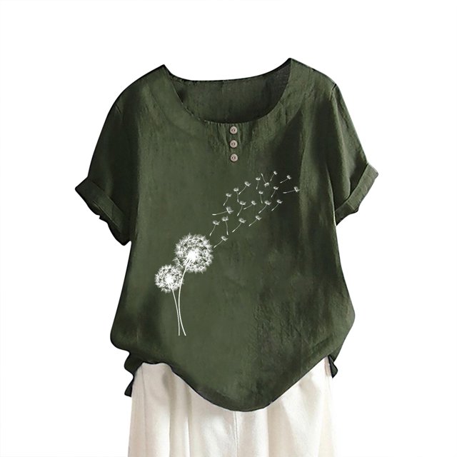 Birdeem Fashion Woman Rounk Neck Short Sleeve Blouse T-Shirt Printing Loose Tops