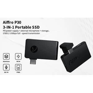 P30 3-in-1 Charging & Recording External SSD 2000MB/s Ultra Speed Portable Solid State Drive, Real-Time Storage for PC/Mac/Android/Camera (Compatible with USB-C/USB 3.0)