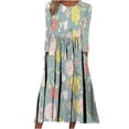 thumbnail image 2 of Vendredi Fou TIMIFIS Robe Maxi pour Femmes d'Automne à la Mode, Manches Longues, Col en V, Décontractée, Ample, Longue, avec Poches, Robe de Retour à la Maison, 2 of 5