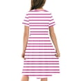 thumbnail image 5 of JDQJBZ Girls Short Sleeve Dress Striped Print Pleated With Pockets Summer Outfit, 5 of 5