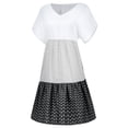 thumbnail image 4 of Kcodviy Robe Maxi Décontractée Ample à Rayures pour Femmes, Patchwork à Pois, Col en V, Courte, Grande, Robe pour Femmes, Manches, Robe, 4 of 6