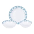thumbnail image 1 of Ultra By Gibson Piper Point 12 Piece Double Bowl Dinnerware Set, Teal, Opal Glass, 1 of 2
