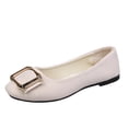 thumbnail image 1 of Wdhugt Square-Toe Flat Shoes For Women Casual Decorative Buckle Work Style Lightweight Mesh Beige Us Size 7, 1 of 3