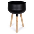 thumbnail image 2 of Truu Design Large Decorative Metal Planters with Wooden Leg, 2 of 7
