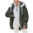 thumbnail image 1 of Heliisoer Plus Women Size Winter Warm Loose Plush Zip Hooded Jacket Coat, 1 of 5