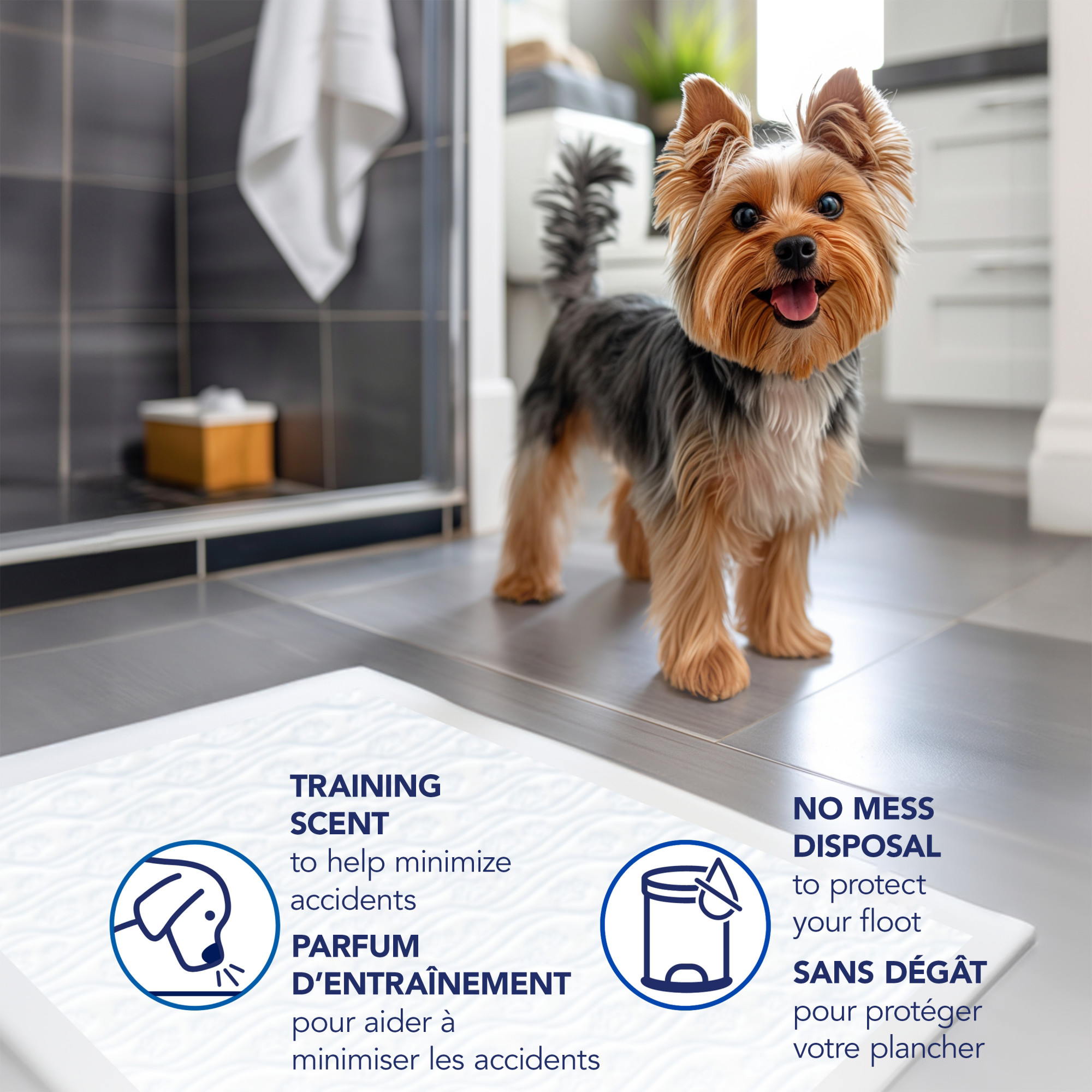 Scott Pet Guard Tapis de Propreté pour Chiens - d'Entraînement Chiots, Moyens & Grands jusqu'à 12 Heures d'Absorption et Contrôle des Odeurs Facilement Jetables Grande Taille 22 Pouces x Lot 100