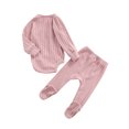 thumbnail image 4 of Xingqing Newborn Infant Baby Girl Boy Fall Winter Clothes Rib Knit Romper Footie Pants Outfits Sleeper, 4 of 8