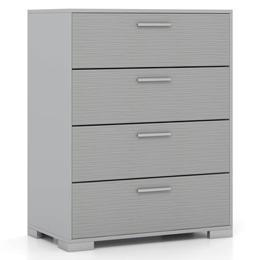 Costway 4 Drawer Storage Cabinet with Metal Legs & Handles Anti-Toppling Devices Gray