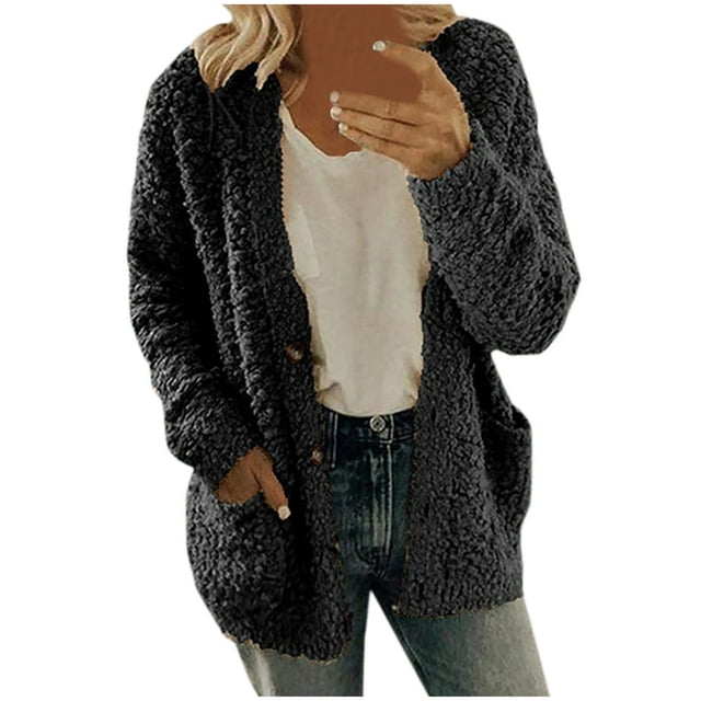 Cardigan Sweater for Women Oversized Fall Winter Button Down Sweater Tops Casual Long Sleeve Cardigans with Pockets