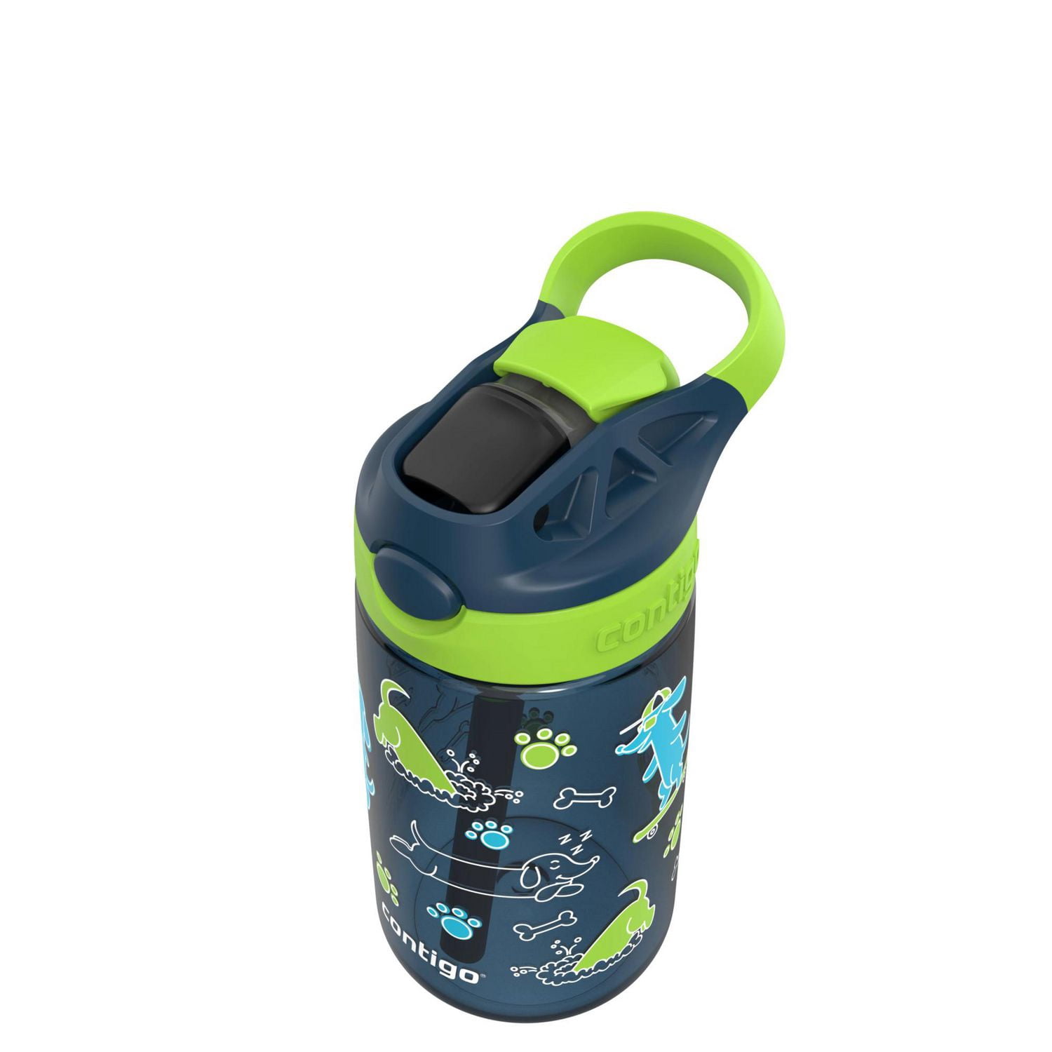 Contigo Kids Aubrey Water Bottle with Autospout Lid, Blueberry Cool Lime with Dogs, BPA-Free