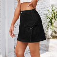 thumbnail image 4 of SDNall Womens Fashion Solid Color Elastic Waist Cowboy Cargo Skirt, 4 of 9