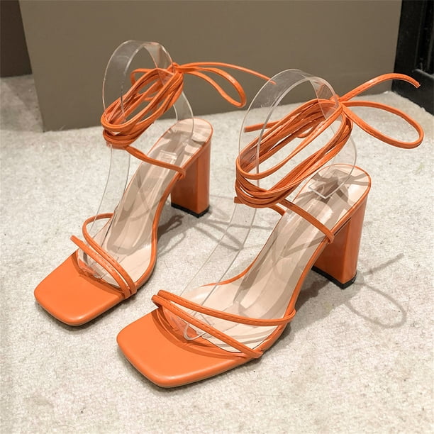 Cameland Women's Shoes Sexy Squares Toe Straps Thick Heel High