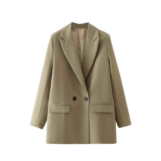 Pompotops Women's Fashion Casual Spring Summer Solid Color Long Sleeve Blazer Clearance