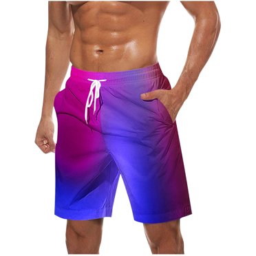 LOVZFMLL Men's Swim Trunks Beach Shorts Casual Drawstring Quick Dry Holiday Shorts Swimwear Bathing Suits with Pockets Blue L