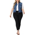 thumbnail image 2 of GRACE & GRANDEUR Women's Plus Size Trucker Vest Zipper Front Sleeveless Denim Vests Denim Blue 5X, 2 of 5
