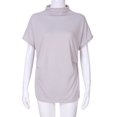 thumbnail image 4 of AMERTEER Blouse Décontractée en Coton à Manches Courtes et Col Roulé pour Femmes, Grande Taille, 4 of 5