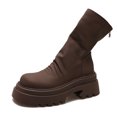 thumbnail image 1 of Bottines Chelsea pour Femmes Mi-Mollet à Talon Bas Plateforme Épaisses à Enfiler, 1 of 5