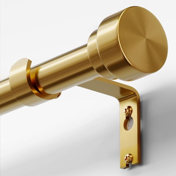 Oneach Heavy Duty Curtain Rods for Windows 72 to 144 Inch, 1 Inch Brass Gold Curtain Rod, Adjustable Length Rod with Metal Finials, Modern Decorative for Bedroom Kitchen