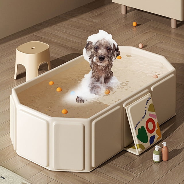 Avdolw Grande Baignoire Pliable pour Animaux - Polyvalente pour Chiens et Lessive, Pattes Robustes, Usage Intérieur/extérieur, Portable et Facile à Ranger, Plastique Blanc
