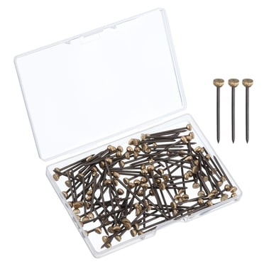 Unique Bargains Clous Suspendus pour Photos, Lot de 120 Clous pour Suspendre des Photos, Clous de Tête en Cuivre Noir en Boîte pour Suspendre un Cadre Photo