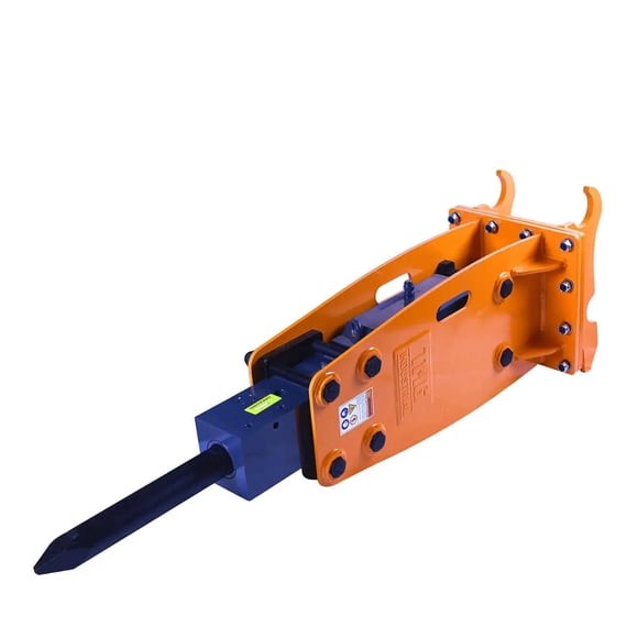 TMG Industrial 6-9 Ton Excavator/Backhoe Hydraulic Breaker, Quick Change (Q/C) Lugging, 3" Moil Point Chisel, 1030 J Impact Energy, TMG-HB90Q