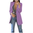 thumbnail image 2 of Meichang Womens Casual Blazers Jackets Solid Color Long Sleeve Open Front Work Office Blazers Slim Fit Lapel Jackets with Pockets Cardigans Plus Size Purple S, 2 of 8