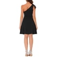 thumbnail image 3 of INSPIRE CHIC Robe pour Femme Nœud une Épaule Sans Bretelles Ligne A Évasée Robe de Soirée avec Poches TP Noir, 3 of 6
