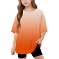 thumbnail image 1 of DecSea Girls Short Sleeve T shirt Kids Summer Oversized Gradient Crew Neck Tops Casual Basic Tee 5-14Years, 1 of 8