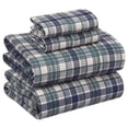 thumbnail image 1 of RUVANTI 100% Cotton Sheets – Queen Size Percale Bedding, Cooling & Breathable Floral Design, Durable with a Crisp, Soft & Comfortable Feel, 16" Deep Pocket, 4-Piece Set, Greenish Blue Plaid, 1 of 9
