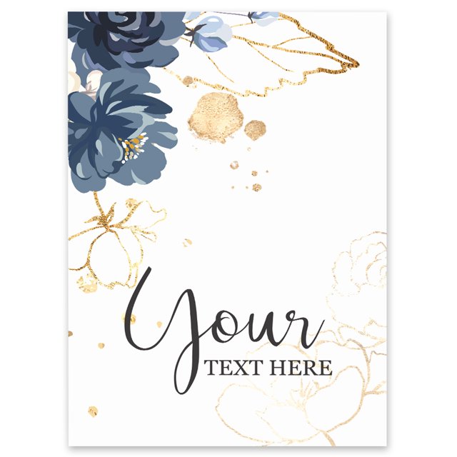 Darling Souvenir MADE WITH LOVE PersonalizedWelcomeBannerBlue Flowers,Custom Text Poster Party CollectionWelcomeSignGreat For Wedding, Birthday, Engagement Party- 18x12