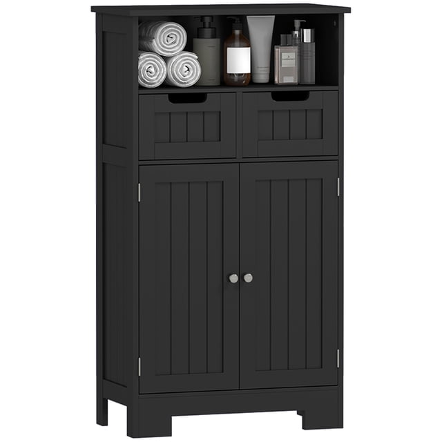 kleankin Armoire de Rangement, Armoire de Salle de Bain avec Tablette Ajustable, Noir