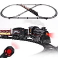 thumbnail image 1 of Train Set with Remote Control, AUOSHI Electric Train Track W/Cargo Vehicle, Light & Sounds, Plastic Steam Locomotive Engine Train Toy Educational Gift for 5 6 7 8+ Years Old Boys Girls, 1 of 10
