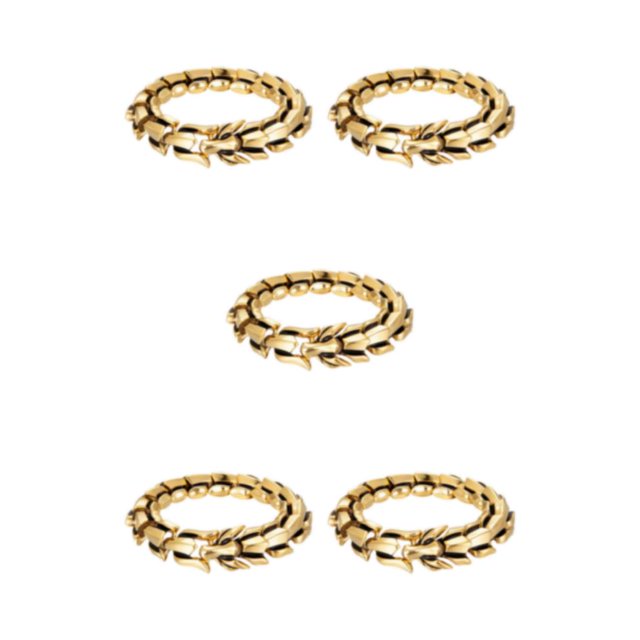 maskred Fashionable Gothic Punk Dragon Scale Bangle 48 inches Durable and Striking Gold 8.26 Inch 5Set