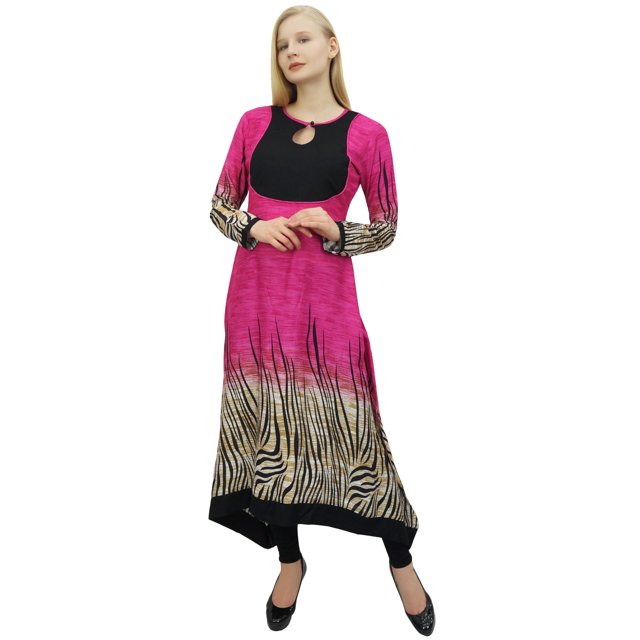 Phagun Kurti Décontractée pour Femmes en Rayonne, Ligne A, Imprimé Animal, Tunique Ethnique Indienne-4
