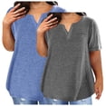 thumbnail image 2 of Timegard Haut 2 Pcs Grande Taille pour Femmes Été Manches Courtes Col en V Blouse Confortable Décontractée Mi-Longue, 2 of 4
